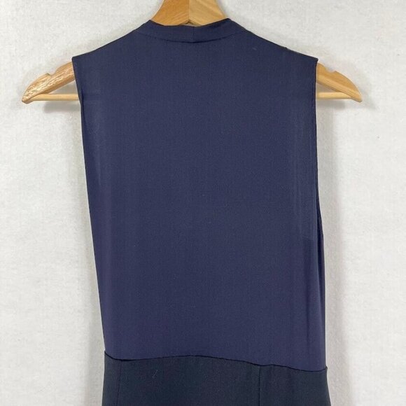 Elie Tahari Blue Surplice Neckline Sleeveless Silk Blend Holiday Party Dress 10 - Picture 5 of 9